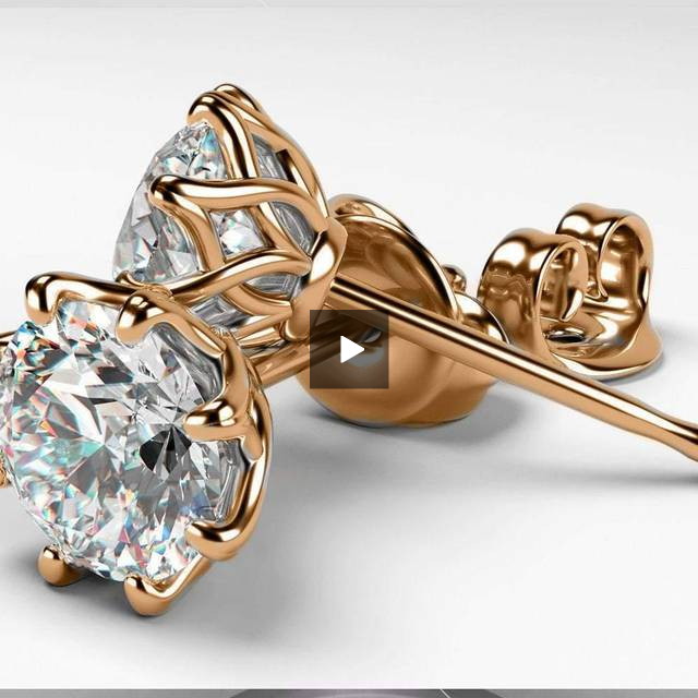 1 carat Studs Classic Art Nouveau Earrings Diamond Earrings Stud Earrings Studs 14K or 18K Rose gold 8 prongs Earrings Gift - Lianne Jewelry