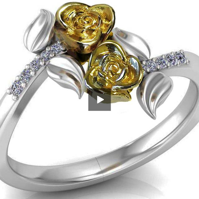 Two Roses Engagement Ring 18K Circle Swirl Floral Ring Forever Ring Flower Ring Promise Ring Birthday Gift For Her Gift