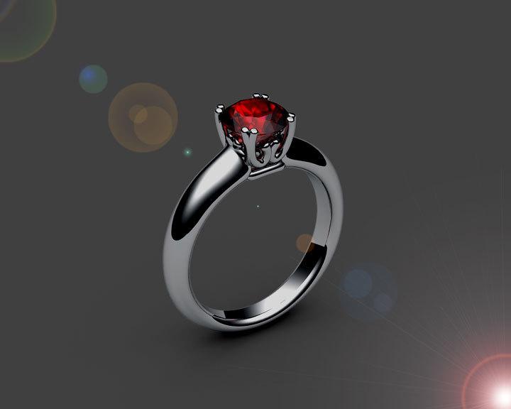 Ruby Ring Solitaire ring Gold ring Ruby Ring Engagement Ring Solitaire Ring 18K White gold July Birthstone
