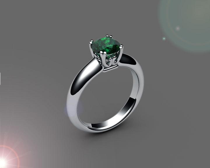 Chatham Emerald Ring, May Birthstone Ring, Green Emerald Ring, Unique Wedding Band Women, Emerald Solitaire Ring Gold, Green Engagement Ring
