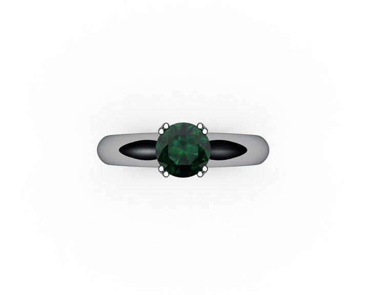 Emerald Ring, Solitaire Ring, Engagement Ring, 14K White gold, May Birthstone