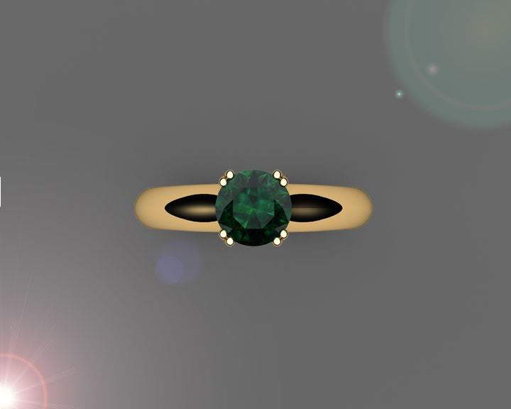 Chatham Emerald Ring Solitaire Engagement Ring Solitaire Ring 14K or 18K Yellow gold May Birthstone