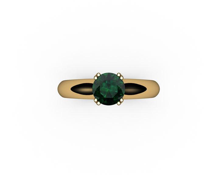 14K Emerald Engagement Ring, Solitaire Ring, Filigree Ring, Double prongs - Lianne Jewelry
