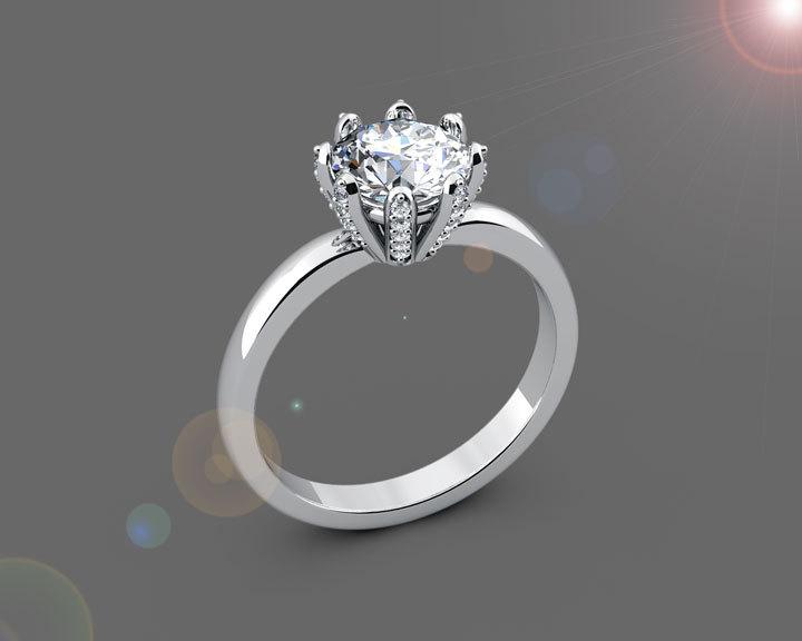 8 prongs Diamond ring Solitaire Engagement Ring Solitaire Ring 18K gold Ring White Gold ring Jewelry