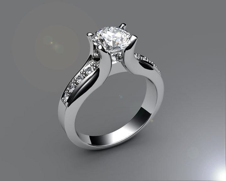 Moissanite Gold Engagement Ring, Moissanite Diamond Ring, Unique Diamond Wedding Ring, Unique White Gold Wedding Ring, Moissanite Ring