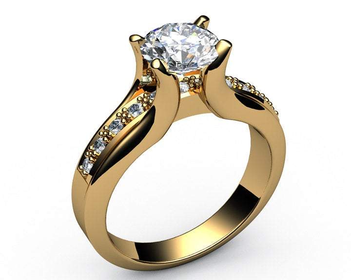 Tension Ring Promise Ring Channel set Ring,Diamond ring Gold ring Moissanite Engagement Ring 14K Yellow Gold Tension Ring Mother to Daughter - Lianne Jewelry