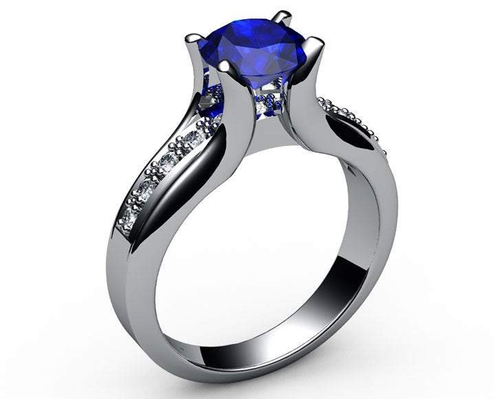 Sapphire Tension Ring Gold ring Sapphire Engagement Ring 18K White Gold Tension Ring