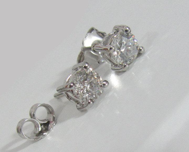 Diamond Studs 0.80 carat Diamond Earrings Stud Earrings 14K White gold Solitaire Earrings Round Brilliant for Valentines