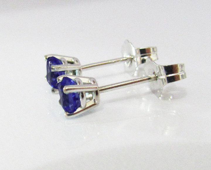 Sapphire Studs White Gold Blue stud Earrings Blue Gemstone earrings 14K White Gold Wedding Jewelry Anniversary Gift Earrings
