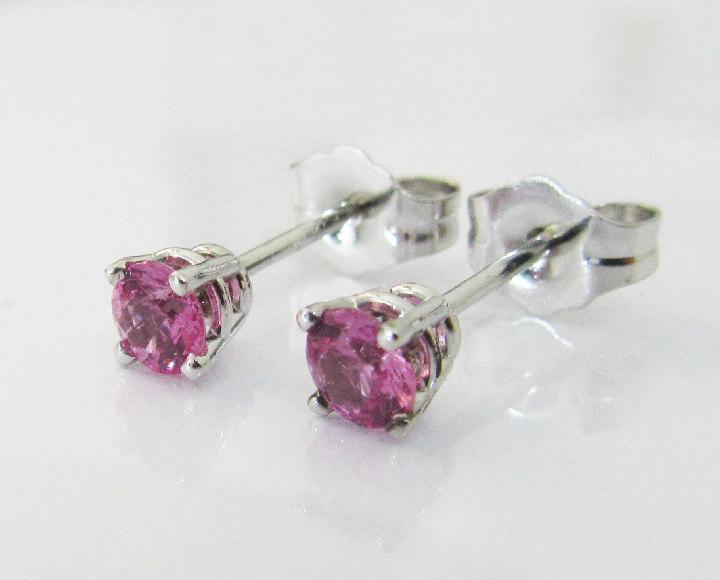 Studs Earrings Girls Earrings Baby Earrings Minimalist Earrings Kids studs Birthday gift  Pink Sapphire Studs Earrings Studs 14K - Lianne Jewelry