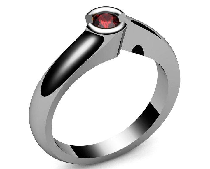 Ruby Engagement ring Half bezel tension Solitaire Ruby Ring carat 18K Yellow gold 18K White gold Jewelry