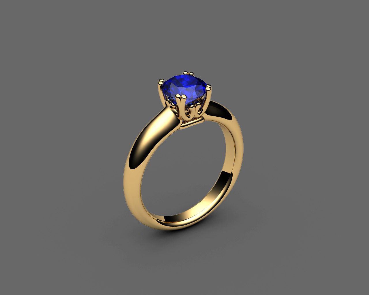 Solitaire Sapphire Filigree Gold ring, Double prongs, Unique Engagement Ring, 18K Yellow gold Ring,September Birthstone