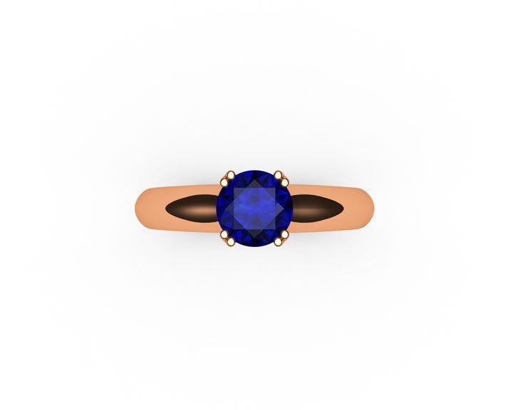 Solitaire Sapphire Filigree Gold ring, Double prongs, Unique Engagement Ring, 18K Yellow gold Ring,September Birthstone