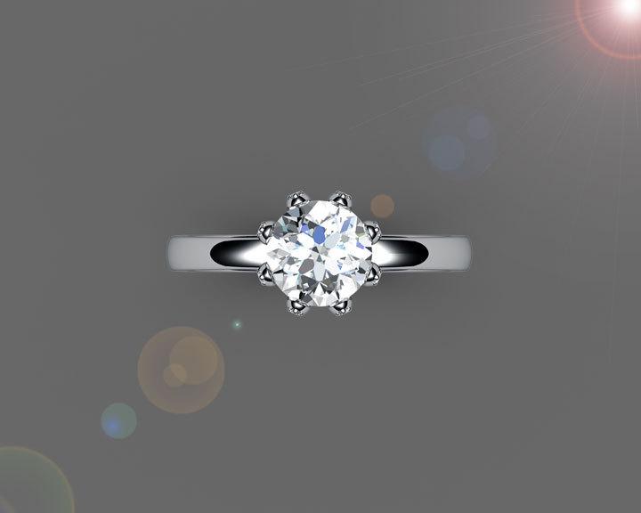8 prongs Diamond ring Solitaire Engagement Ring Solitaire Ring 18K gold Ring White Gold ring Jewelry