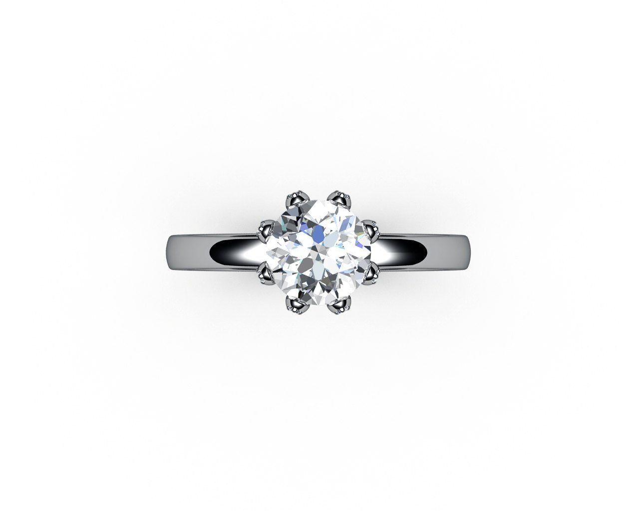 8 prongs Diamond ring Solitaire Engagement Ring Solitaire Ring 18K gold Ring White Gold ring Jewelry