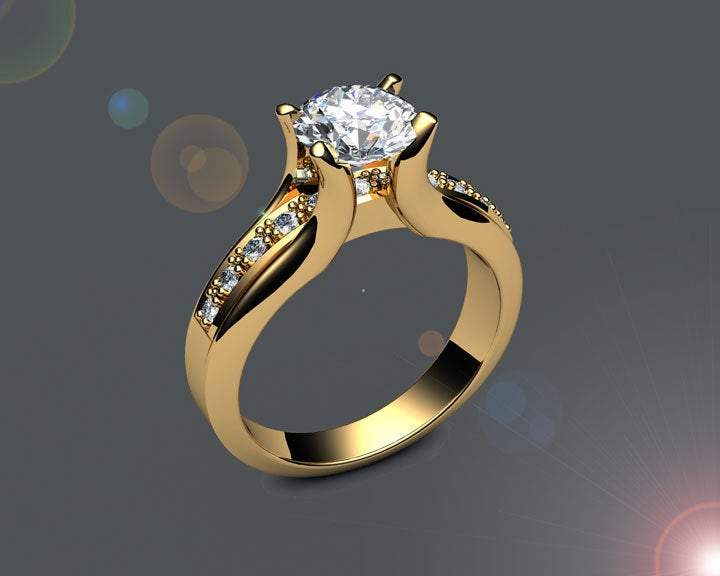 Tension Ring Promise Ring Channel set Ring,Diamond ring Gold ring Moissanite Engagement Ring 14K Yellow Gold Tension Ring Mother to Daughter