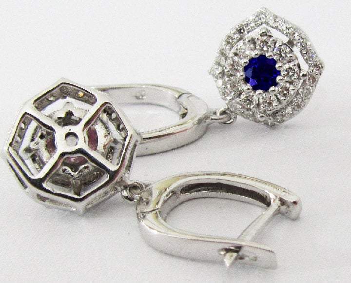 Vintage Diamond Earrings Sapphire Earrings Chandelier Earrings Wedding Earrings 14K Diamond Earrings Vintage Earrings