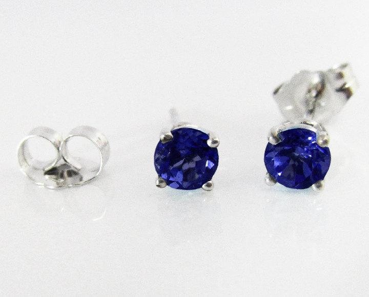 Sapphire Studs White Gold Blue stud Earrings Blue Gemstone earrings 14K White Gold Wedding Jewelry Anniversary Gift Earrings