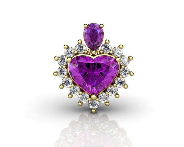 Purple Heart February Birthstone Jewelry Amethyst Pendant Purple Heart Pendant Love Pendant in Yellow Gold - Lianne Jewelry