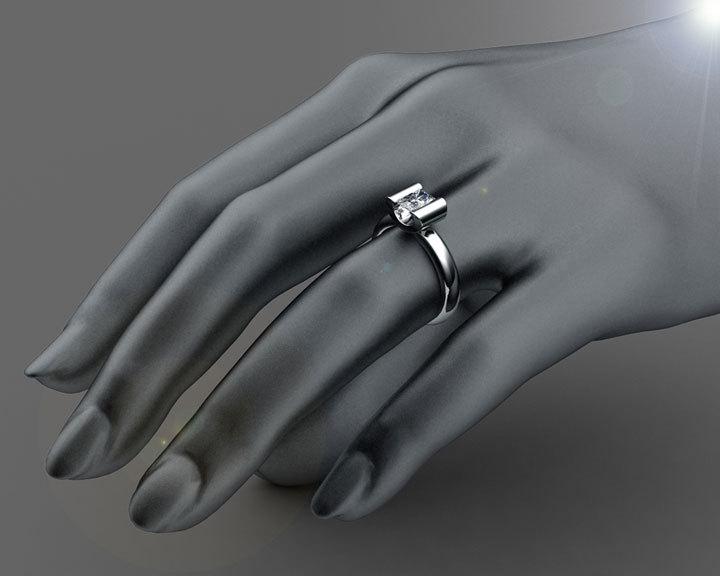 Tension Ring Diamond Engagement ring Radiant cut Solitaire Diamond Ring