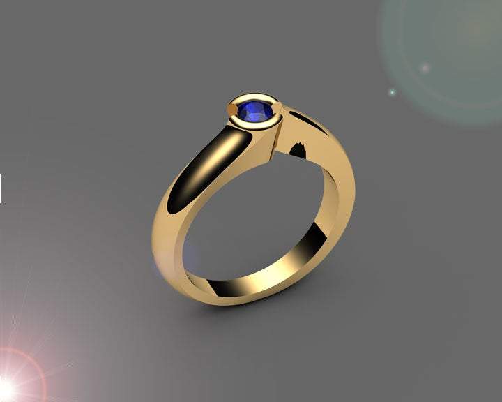 Sapphire Engagement ring Half Bezel Tension Solitaire Sapphire Ring carat 18K White gold