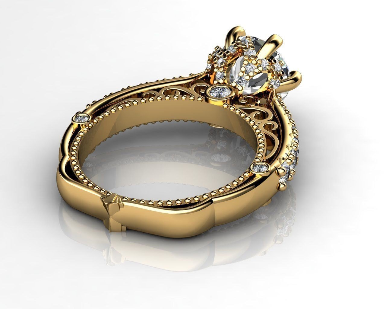 2.5 ct Filigree Solitaire Milgrain 6 prongs 18K Edwardian Flower Unique Moissanite Engagement Ring Natural 1/2 carat 46 side diamonds - Lianne Jewelry