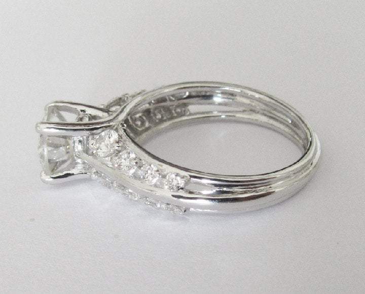 Moissanite Ring Engagement Ring Stackable Ring Diamond ring moissanite unique ring with F VVS diamonds on the sides made in 18K White Gold