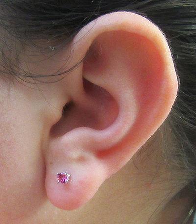 Studs Earrings Girls Earrings Baby Earrings Minimalist Earrings Kids studs Birthday gift  Pink Sapphire Studs Earrings Studs 14K
