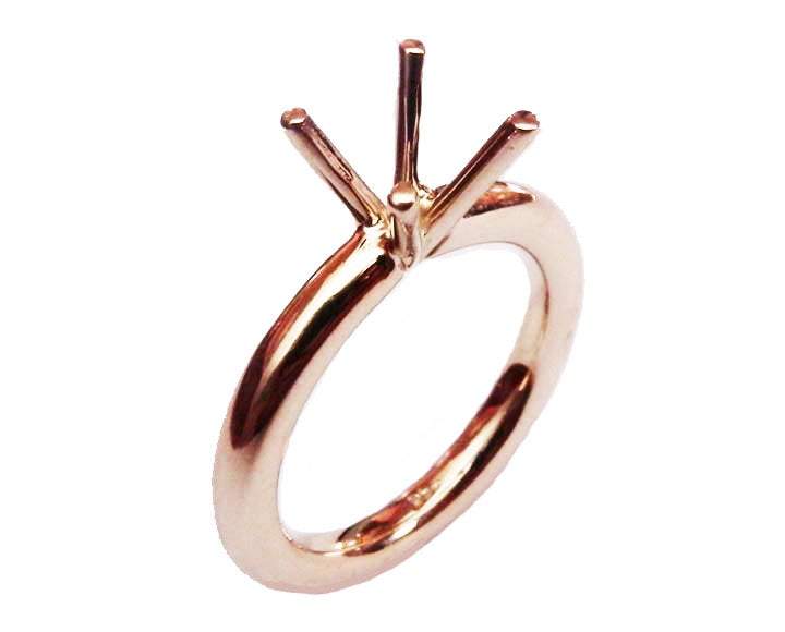Blank setting, Gold ring Solitaire ring setting Engagement Ring Solitaire Ring in Solid 18K Rose Gold - Lianne Jewelry