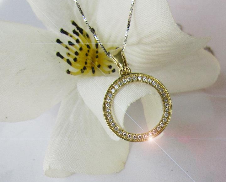 Clearance SALE 50% Off, 14K Circle Pendant, 36 Diamonds, 36th Anniversary Pendant, Celtic Pendant, Round Pendant