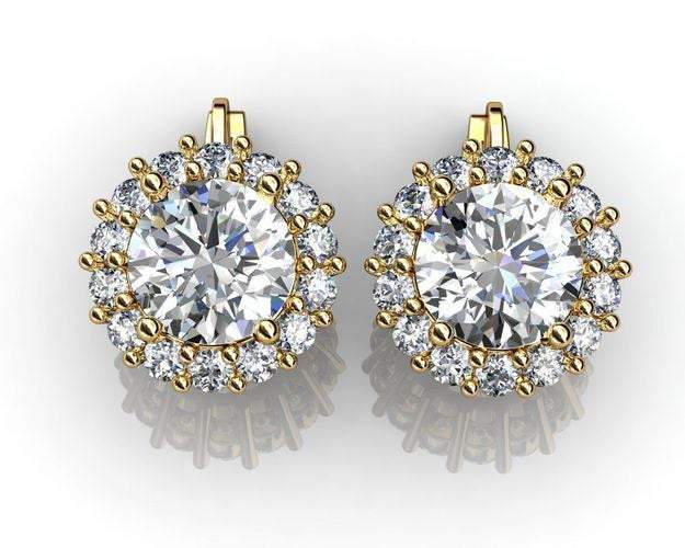 bridesmaid gift Moissanite Stud Earrings 18K Gold 8.50 ct surrounded VVS Diamonds Earrings Gift Wedding Jewelry Anniversary Gift