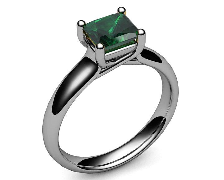 Gold ring Engagement ring Emerald ring Solitaire ring Trellis 18K White Yellow or Rose gold Jewelry