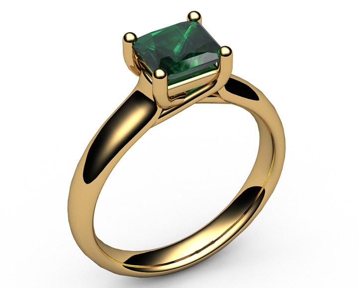 Gold ring Engagement ring Emerald ring Solitaire ring Trellis 18K White Yellow or Rose gold Jewelry