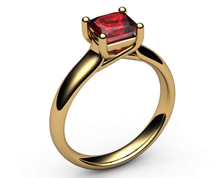 18K Ruby Solitaire Ring, White gold Ruby Ring, Unique Ruby Engagement Ring, Promise ring for Her