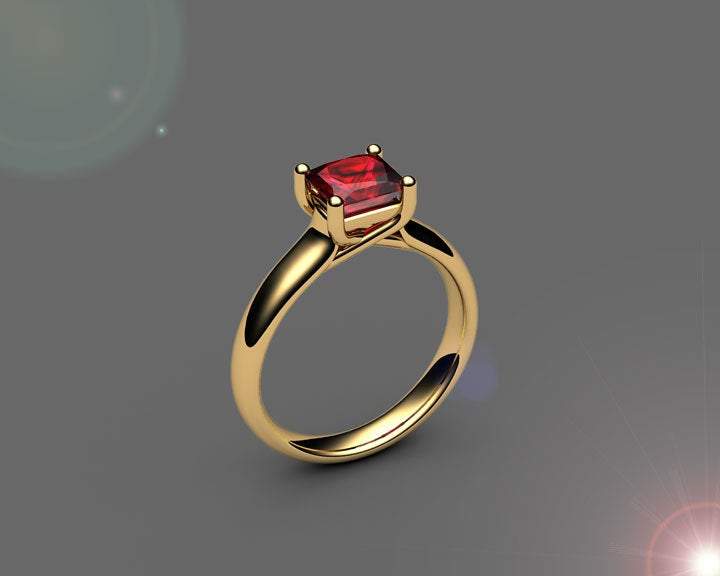 18K Ruby Solitaire Ring, White gold Ruby Ring, Unique Ruby Engagement Ring, Promise ring for Her
