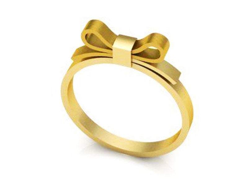 Filigree Engagement Ring, Surprise Gold Wedding Band Flower ring band 18K gold present ring