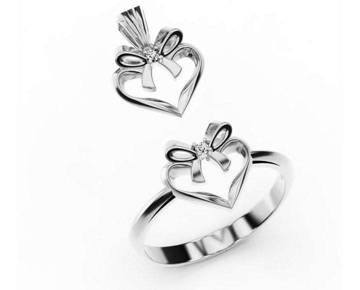 Pendant Celtic ring Minimalist Pendant Heart ring and Heart pendant Jewelry Set 14K gold present ring pendant - Lianne Jewelry