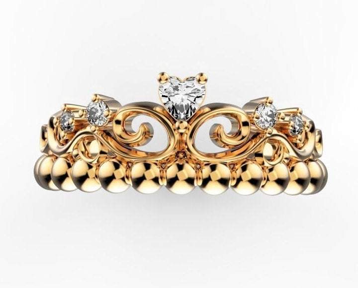 Unique Crown ring Claddagh Jewelry Prom jewelry Prom ring princess ring tiara ring golden crown ring 18K gold Crown ring crown jewelry crown