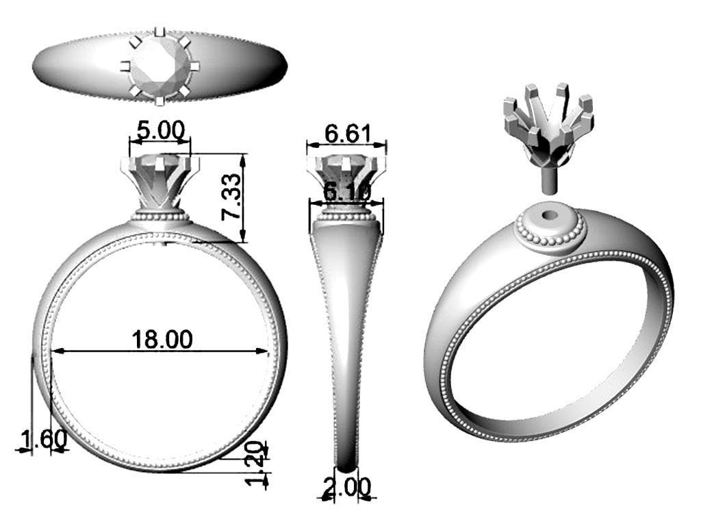 Unique Solitaire Engagement ring Diamond ring Contour ring 18K Yellow & White gold Engagement gift
