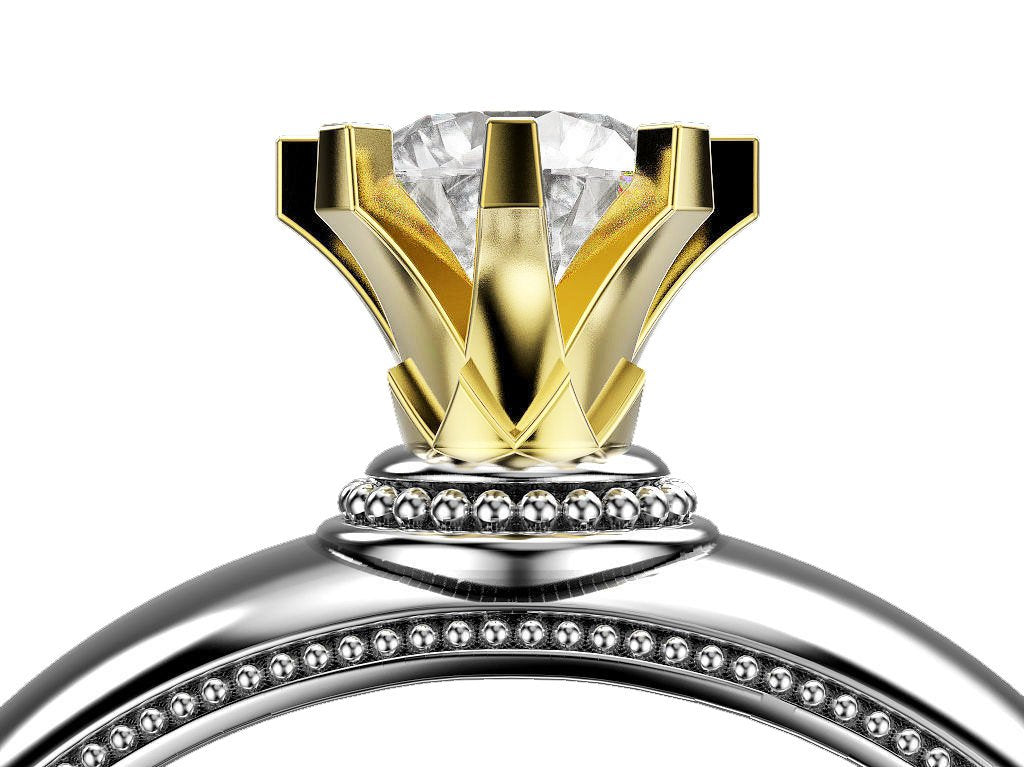 Unique Solitaire Engagement ring Diamond ring Contour ring 18K Yellow & White gold Engagement gift - Lianne Jewelry