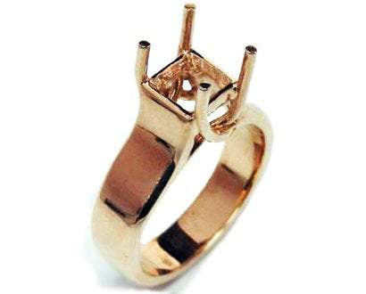 Gold ring Solitaire ring setting Engagement Ring Solitaire Ring in Solid 18K Rose Gold for Princess cut Radiant cut or Asscher cut stone - Lianne Jewelry