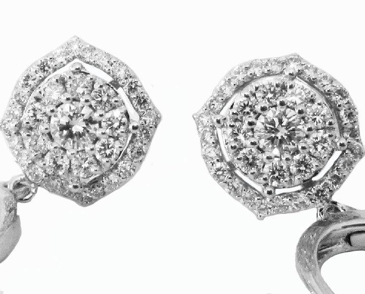 Vintage Gold Earrings Pave Earrings Leverback Earrings Diamond Earrings Cluster Earrings 14K Diamond Earrings - Lianne Jewelry