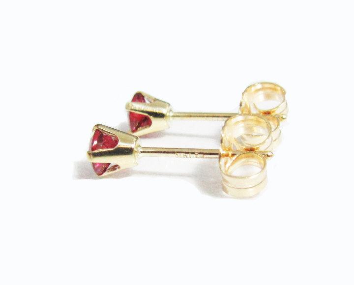 Genuine Ruby Studs Earrings Round Stud Earrings 14K gold Earrings Gold Earrings Top Quality Genuine Ruby Earrings