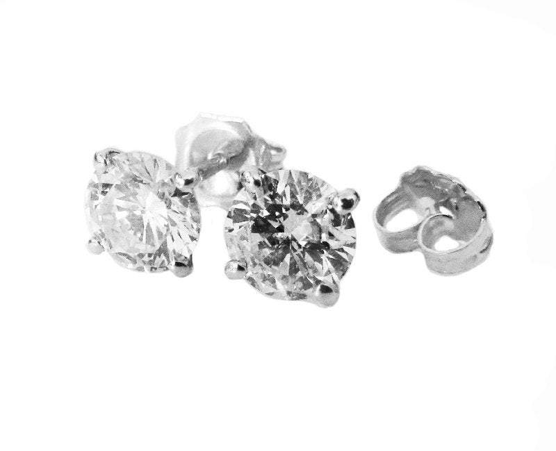 Studs Gold Earrings Stud Earrings 14K Yellow or White Gold with Moissanite 7 mm Round Brilliant cut