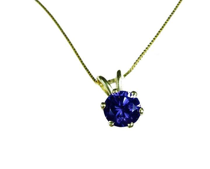 Necklace Sapphire Pendant 3mm 3.5mm 4 mm 4.5mm 5 mm in 14K White or Yellow gold including 16.5