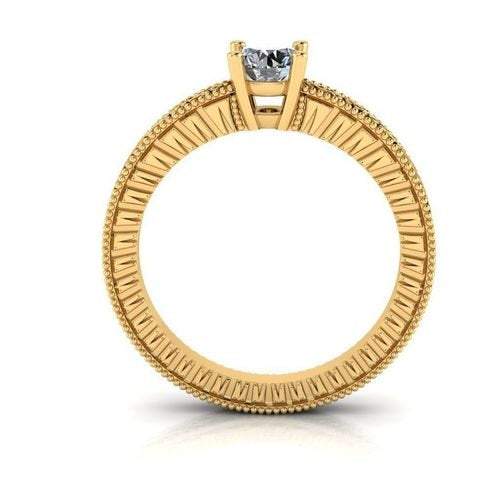 Solitaire Milgrain Ring, Filigree Ring, Anniversary Band with Stone