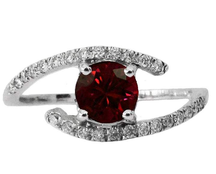 Gold ring Ruby and Diamond Engagement Ring Twist Ring 14K White Gold