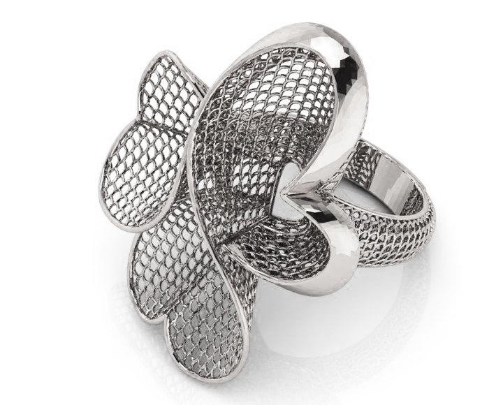 Big Flower Ring Trellis in Leaves 18K Ring Blossom Ring Floral ring Unique Engagement ring Sunflower Ring
