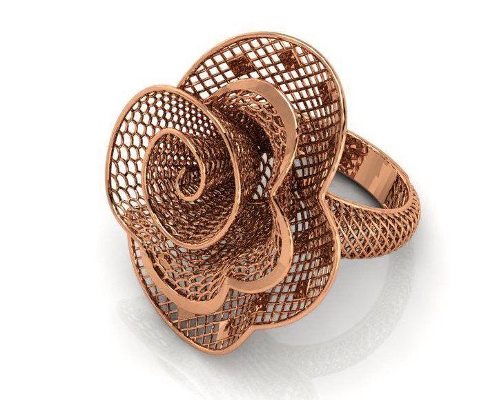 Gold ring Art Nouveau unique Flower ring unique Engagement ring Floral ring 18K gold Engagement gift