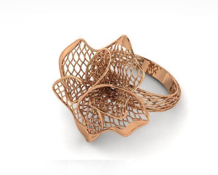 Flower ring Big Leaf Ring Unique Engagement ring Floral ring 18K gold Engagement gift